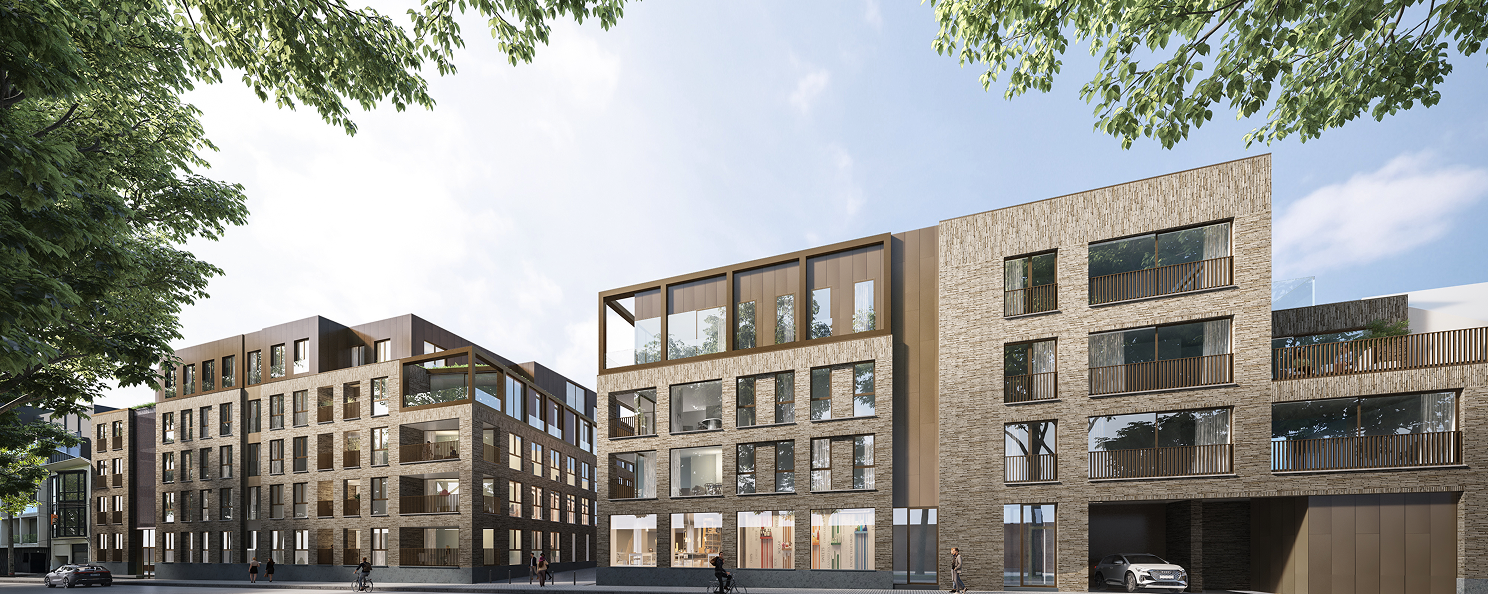 Nieuwbouwproject DamasK in Kortrijk-Overleie: 47 lichtrijke appartementen naast het Texture-museum.